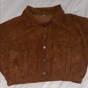 Brown Corduroy Cropped Jacket